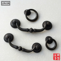 American country handle furniture retro old ring drawer Mediterranean Nordic black bronze kitchen cabinet handle 1118
