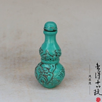Resin imitation green pine stone small nose smoke pot small green bottle gourd imitation ancient made old handicraft ancient play antique collection