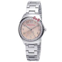 Hello Kitty Classic Katie powder sample crystal drill butterfly knot stainless steel wrist watch-powder 29mm