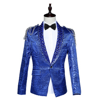 Men acting out the bar singer presiding over the big choral command stage sequins Palace Costume Annual Meeting Banquet Gown