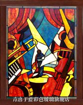 Custom-made entrance partition screen Wall wall lamp aisle ceiling Solid wood moving doors and windows Church color art glass