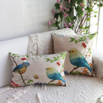 Pillow cushion Linen sofa Printed office pillow Car waist cushion with pillow core pillowcase American country