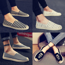 Autumn new linen canvas mens shoes a pedal lazy leisure Joker driving trendy shoes old Beijing mens cloth shoes