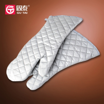 Baking gloves anti-hot heat insulation high temperature resistant gloves microwave oven gloves gray Gutai baking large