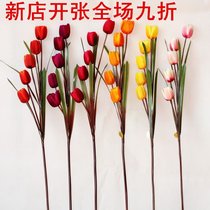 Simulation Tulip five-head simulation flower fake flower silk flower decoration Flower home decoration flower art