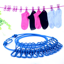 Creative Travel Clothesline Elastic Clothesline Rope Outdoor Clothesline Clothes Clips Non-slip Windproof Sunburn Rope Strap Hook