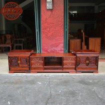 Yunlai antique Laos red sour branch carved three combinations TV film and television cabinet solid wood mahogany furniture cross-toed Dalbergia