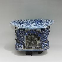 Antique antique collection Jingdezhen sculpture porcelain factory old factory goods hand-painted blue and white carving doll pillow ornaments