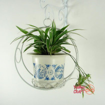 White simple green orchid special iron flower pot hanging blue basket Iron Pot Stand balcony flower stand