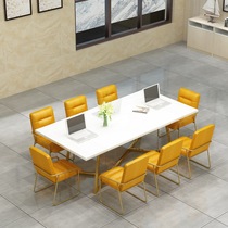 Industrial style American solid wood conference table long table loft desk computer desk long table training table negotiation table and chair