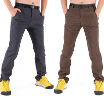 Outdoor casual pants solid color plus velvet soft shell pants mens sports mountaineering pants autumn and winter fleece assault pants slim