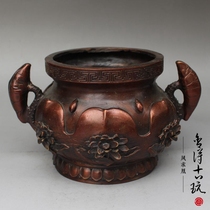 Pure copper brass lotus incense burners sandalwood stoves Pan incense burners antique old bronze Buddha Hall ornaments