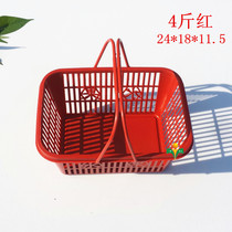 Factory direct sales 4 kg red plastic portable fruit basket strawberry basket bayberry basket cherry basket picking basket with lid