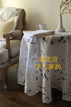 Simple Chinese linen tablecloth retro hand embroidered coffee table tablecloth fabric household multi-purpose cushion cloth round