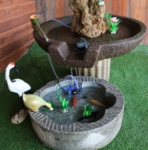 Old Stone Mill Landscape Flowing Water Courtyard Indoor outdoor old stoneware False Mountain Water View stone Tea tray Fish Tank Lotus Cylinders