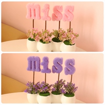 Korean version of simulation flower plant small potted ornaments MISS flocking set wedding ornaments simulation flower potted