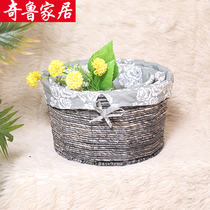 Straw basket rattan basket table snacks round storage box woven basket grocery basket toy fabric finishing box