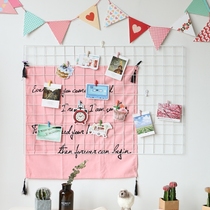 ins Wrought iron grid photo wall creative hemp rope clip hanging incognito nail shelf Iron frame photo wall decoration