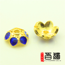 S925 silver Jingtai Tai Blue accessories Loose Beads Flower Tox Blue Bag Beads Gold Plated Pinch Enamel Artisanal Diy Flower Y018