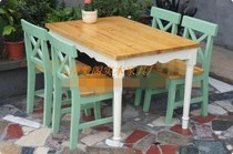 Solid wood dining table and chair Dining table Honey solid wood dining chair One table 4 chairs Mediterranean style