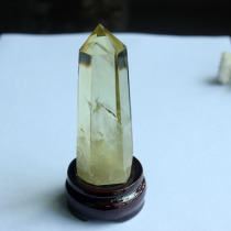 Water jade ice spirit natural yellow water crystal crystal column ornaments yellow crystal hexagonal prism handle hand piece spiritual meditation object