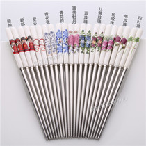 Ceramic handle stainless steel spoon Korean creative cute long handle chopsticks fork spoon set portable tableware LOGO