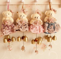 Cute wedding teddy bear wind chimes cute bear Princess wind chime hanging decoration metal bell doorbell