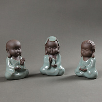 Ceramic crafts ornaments Chinese porch living room Buddha statue tea pet character decoration little monk Zen creative study