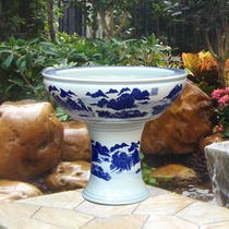 Jingdezhen blue and white flower pot open column goldfish cylinder turtle cylinder Water lily bowl Lotus cylinder Living room garden ornaments