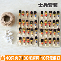 Photo clip hemp rope set Korean creative hanging clip photo wall hanging photo rope small wooden clip