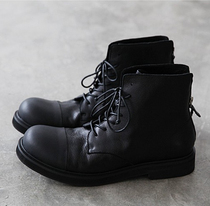 Japanese retro short boots British wild wild leather Martin boots European and American lace round head high mens shoes tide