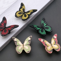 Color fluorescent zinc alloy butterfly retro antique art handle Chinese beauty rural European style pastoral cabinet door handle