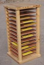 Childrens painting paper storage rack Multi-layer art painting paper rack Kindergarten solid wood four-way mobile painting paper rack storage rack