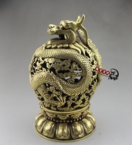 Copper incense burner incense burner pure copper aromatherapy dragon incense burner antique smoker dragon pattern stove old pan incense burner brass