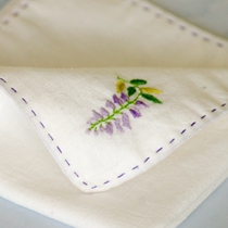(Wisteria flower) pure cotton hand-embroidered handkerchief double-layer embroidered word custom DIY material package finished product