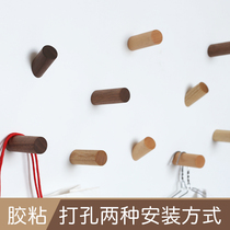 Solid wood adhesive hook log coat hook wall decoration hook wooden bedroom wall hook room hanger