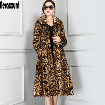 BAO WEN coat womens autumn and winter long sleeves sexy loose thin European and American fashion big skirt long imitation mink grass coat