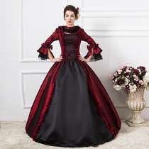 Halloween court costume drama queen black European stage performance studio photo retro annual meeting dress female