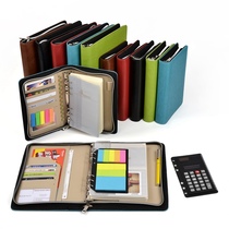 Business with zipper loose leaf notebook zipper bag notepad folder with calculator can be customized LOGO
