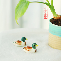 Ceramic crafts Mini ceramic duckling Outdoor garden Gardening home decoration Pool Mandarin duck play water