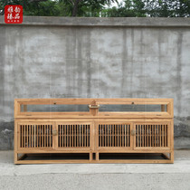 Old elm paint-free boutique Wen play Jade glass display cabinet Chinese solid wood hand jewelry jewelry decoration display cabinet