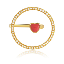 aiden candice Red heart shaped opening adjustable diet finger ring Womens sterling silver personality ring ins tide