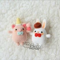 Crochet Graph Decontrode Fat Piglet Small Rabbit Pendant Chinese Symbol Electronic Tutorial Non Finished and Material Package No Video