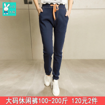 Fat Sister Spring Autumn New 2021 Big Code Straight Drum Pants Fat Mm Casual Jeans Women 200 Catty Pants Loose