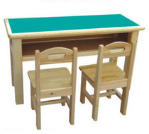 Early education Parent-child Garden Kindergarten Childrens fireproof board Pine double-layer two-person table Learning table 2-person table Rectangular table