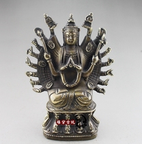 Antique pure copper Thousand Hands Guanyin Tantric Buddha statue ornament Quasi-Ti Buddha mother bronze sitting lotus Guanyin Bodhisattva home decoration