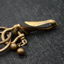 Amikazi vintage cattle hand-made pure brass sword-shaped cloth hook big butler U-shaped hook buckle anti-loss keychain