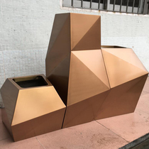 Stainless steel vase shaped flower bowl metal flower Ware brushed rose gold flower pot baking paint floor flower pot