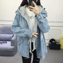 Pregnant women coat Spring and Autumn long sleeve size loose fat MM slim hooded denim jacket fashion Korean top