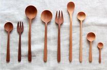 Spot Japanese imported ZAKKA Sen female wind cute wooden spoon wooden fork tableware